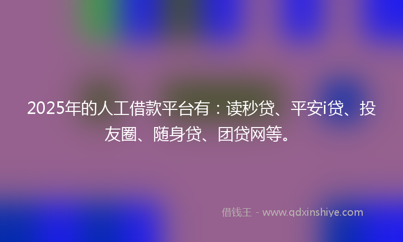 2025年的人工借款平台有：读秒贷、平安i贷、投友圈、随身贷、团贷网等。