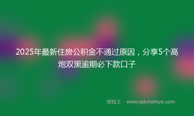 2025年最新住房公积金不通过原因，分享5个高炮双黑逾期必下款口子