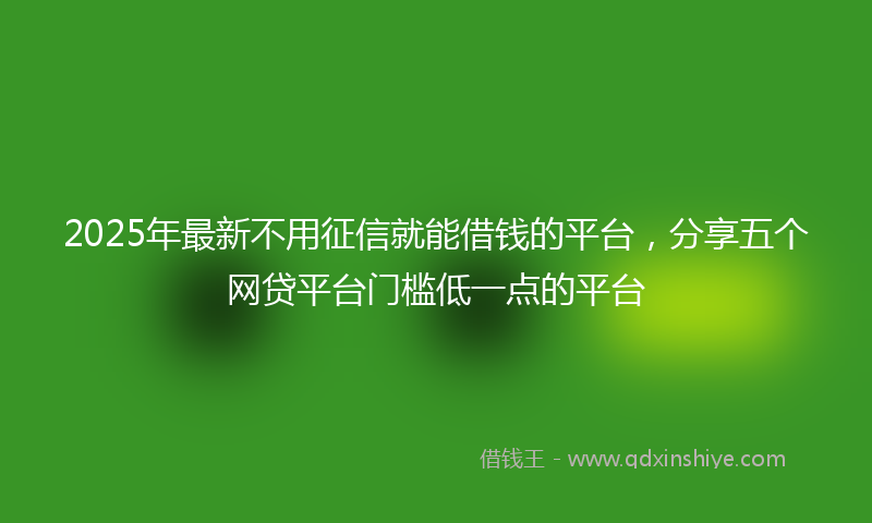 2025年最新不用征信就能借钱的平台，分享五个网贷平台门槛低一点的平台