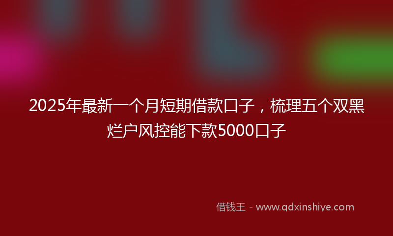 2025年最新一个月短期借款口子，梳理五个双黑烂户风控能下款5000口子