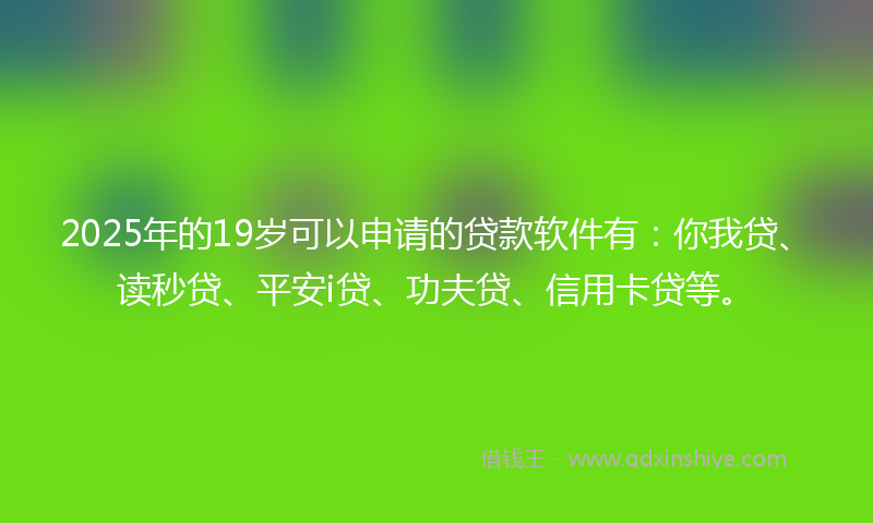 2025年的19岁可以申请的贷款软件有：你我贷、读秒贷、平安i贷、功夫贷、信用卡贷等。