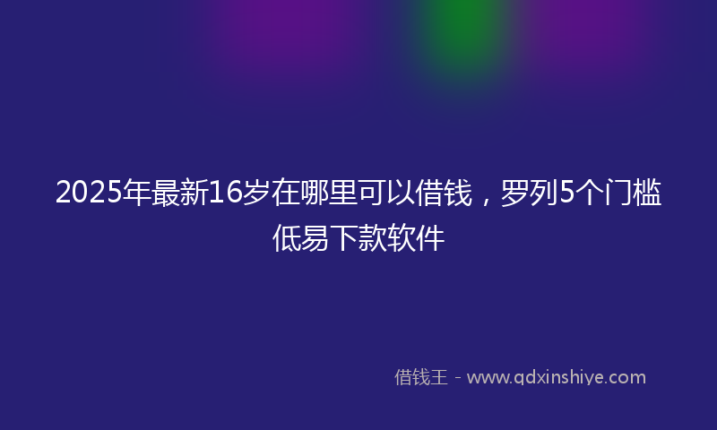 2025年最新16岁在哪里可以借钱，罗列5个门槛低易下款软件