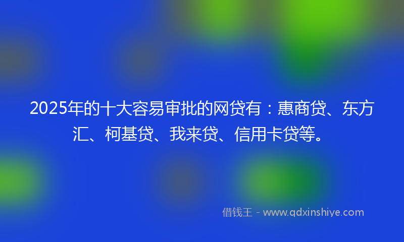 2025年的十大容易审批的网贷有：惠商贷、东方汇、柯基贷、我来贷、信用卡贷等。
