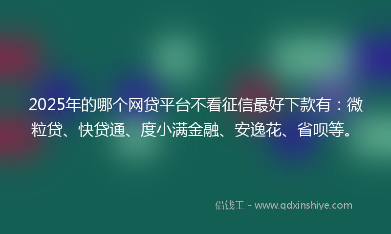 2025年的哪个网贷平台不看征信最好下款有：微粒贷、快贷通、度小满金融、安逸花、省呗等。