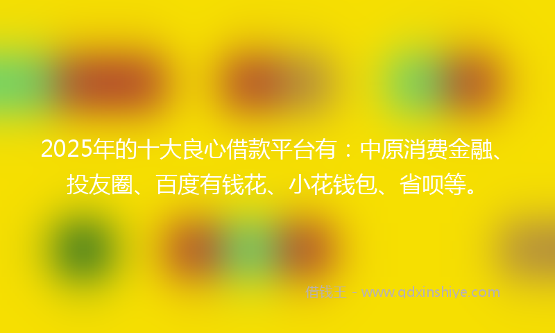 2025年的十大良心借款平台有：中原消费金融、投友圈、百度有钱花、小花钱包、省呗等。