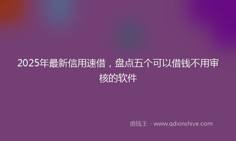 2025年最新信用速借，盘点五个可以借钱不用审核的软件