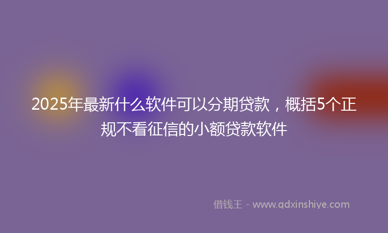 2025年最新什么软件可以分期贷款，概括5个正规不看征信的小额贷款软件