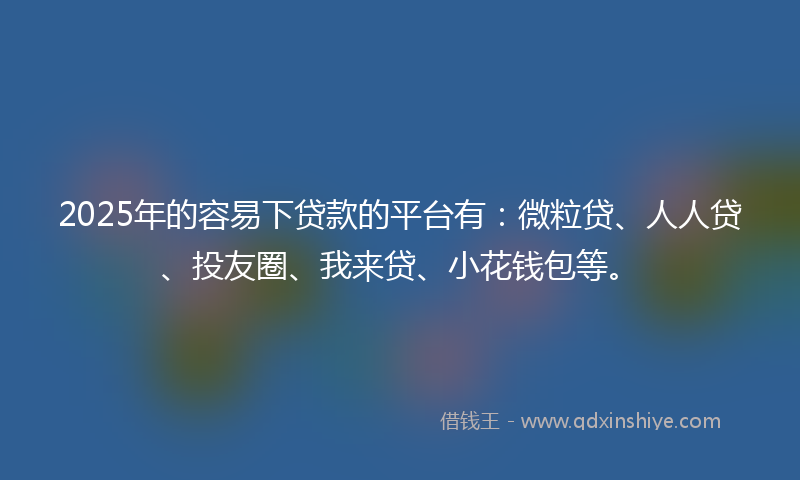 2025年的容易下贷款的平台有：微粒贷、人人贷、投友圈、我来贷、小花钱包等。