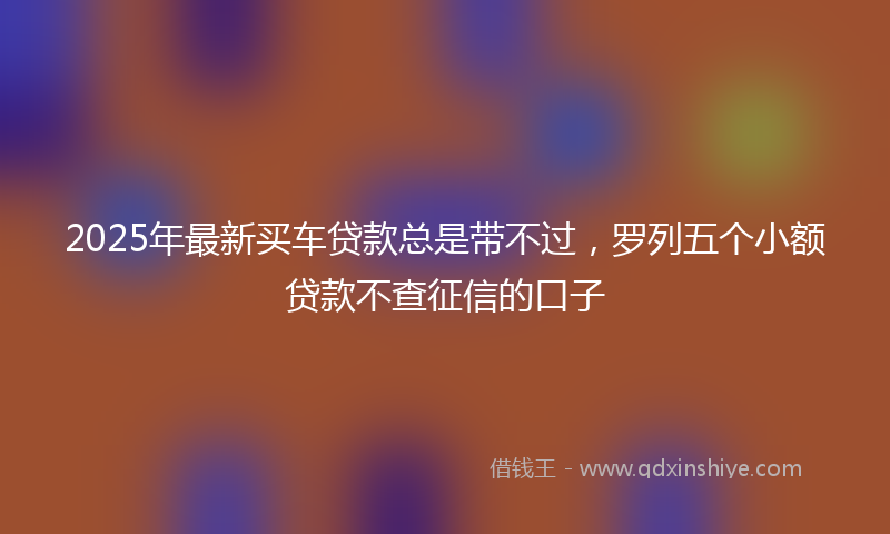 2025年最新买车贷款总是带不过，罗列五个小额贷款不查征信的口子