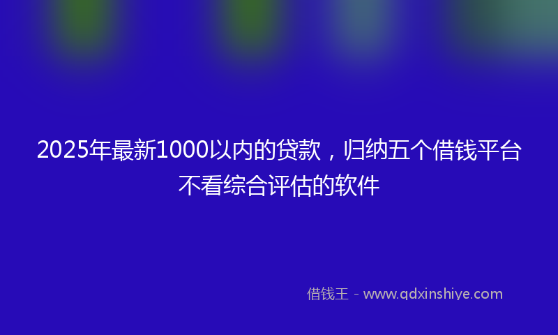 2025年最新1000以内的贷款，归纳五个借钱平台不看综合评估的软件