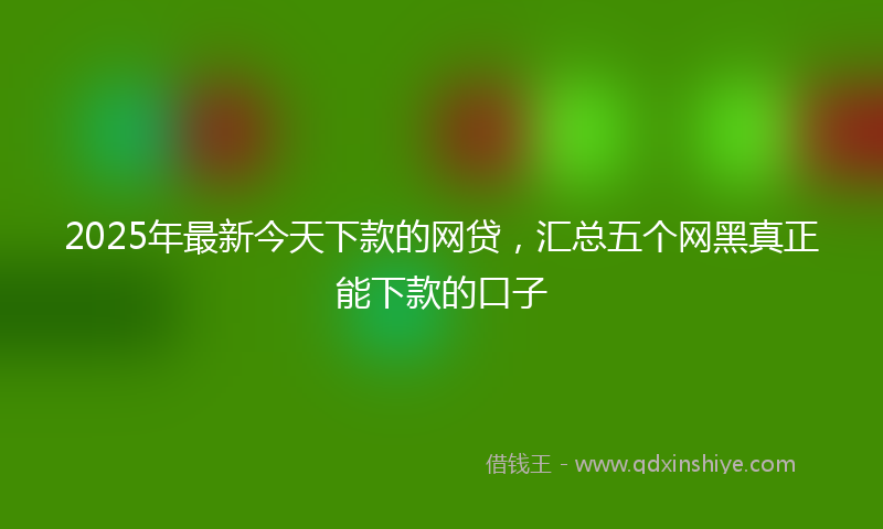2025年最新今天下款的网贷，汇总五个网黑真正能下款的口子