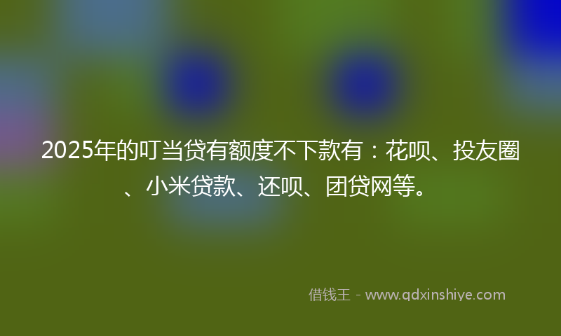 2025年的叮当贷有额度不下款有：花呗、投友圈、小米贷款、还呗、团贷网等。