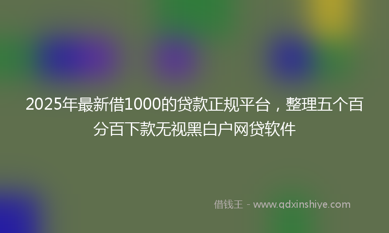 2025年最新借1000的贷款正规平台，整理五个百分百下款无视黑白户网贷软件