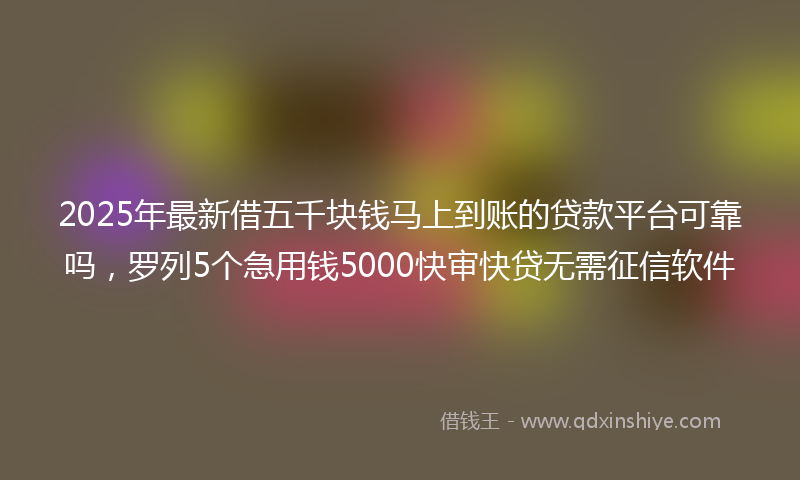 2025年最新借五千块钱马上到账的贷款平台可靠吗，罗列5个急用钱5000快审快贷无需征信软件