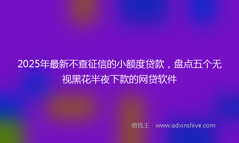 2025年最新不查征信的小额度贷款，盘点五个无视黑花半夜下款的网贷软件