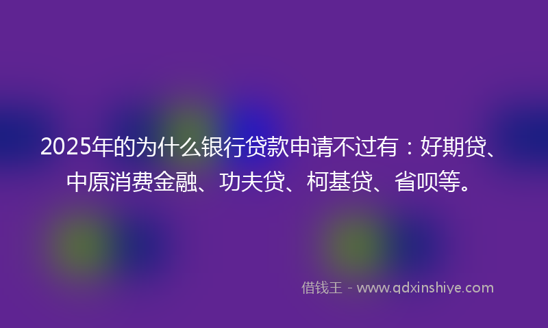 2025年的为什么银行贷款申请不过有：好期贷、中原消费金融、功夫贷、柯基贷、省呗等。