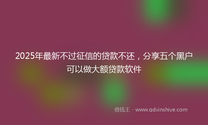 2025年最新不过征信的贷款不还，分享五个黑户可以做大额贷款软件