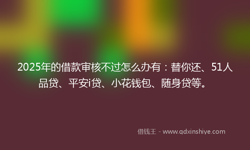 2025年的借款审核不过怎么办有：替你还、51人品贷、平安i贷、小花钱包、随身贷等。