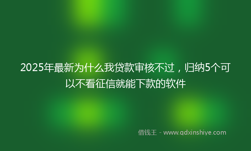 2025年最新为什么我贷款审核不过，归纳5个可以不看征信就能下款的软件