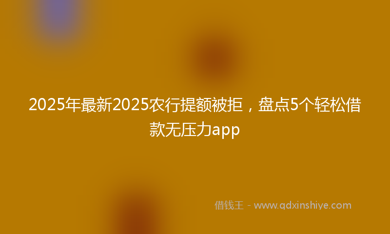 2025年最新2025农行提额被拒，盘点5个轻松借款无压力app