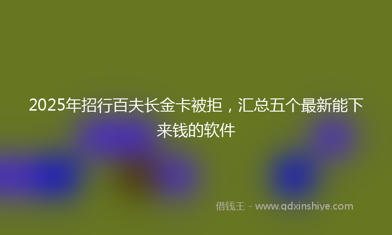 2025年招行百夫长金卡被拒，汇总五个最新能下来钱的软件