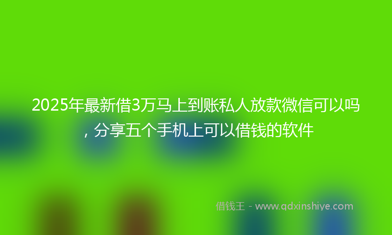 2025年最新借3万马上到账私人放款微信可以吗，分享五个手机上可以借钱的软件
