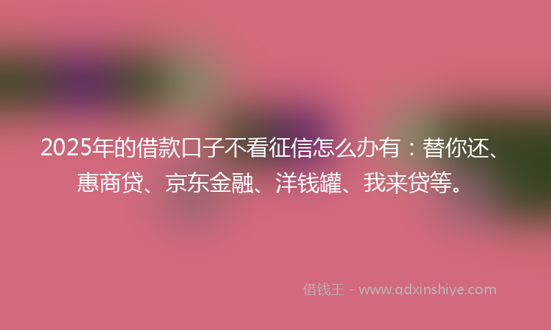 2025年的借款口子不看征信怎么办有：替你还、惠商贷、京东金融、洋钱罐、我来贷等。