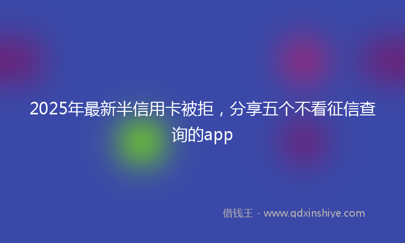 2025年最新半信用卡被拒，分享五个不看征信查询的app