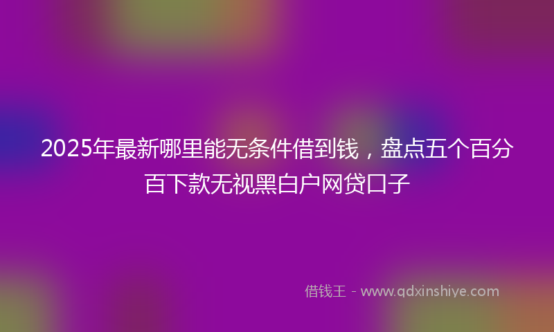 2025年最新哪里能无条件借到钱，盘点五个百分百下款无视黑白户网贷口子