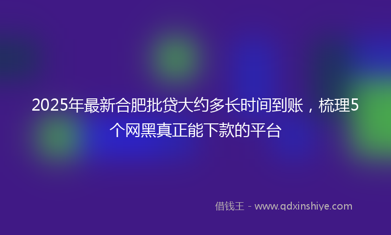 2025年最新合肥批贷大约多长时间到账，梳理5个网黑真正能下款的平台