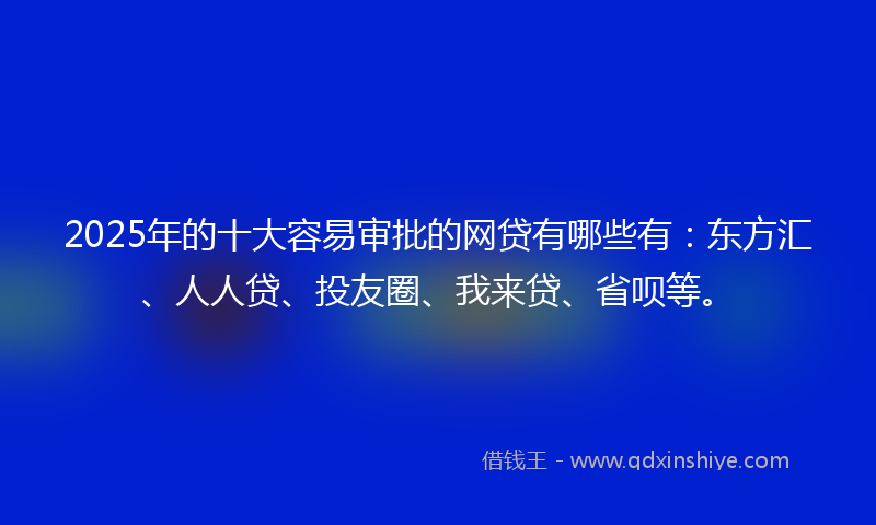 2025年的十大容易审批的网贷有哪些有：东方汇、人人贷、投友圈、我来贷、省呗等。