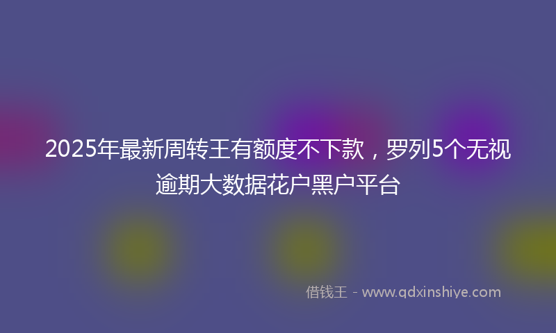 2025年最新周转王有额度不下款，罗列5个无视逾期大数据花户黑户平台