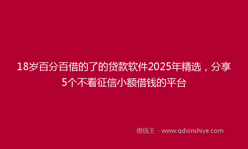 18岁百分百借的了的贷款软件2025年精选，分享5个不看征信小额借钱的平台