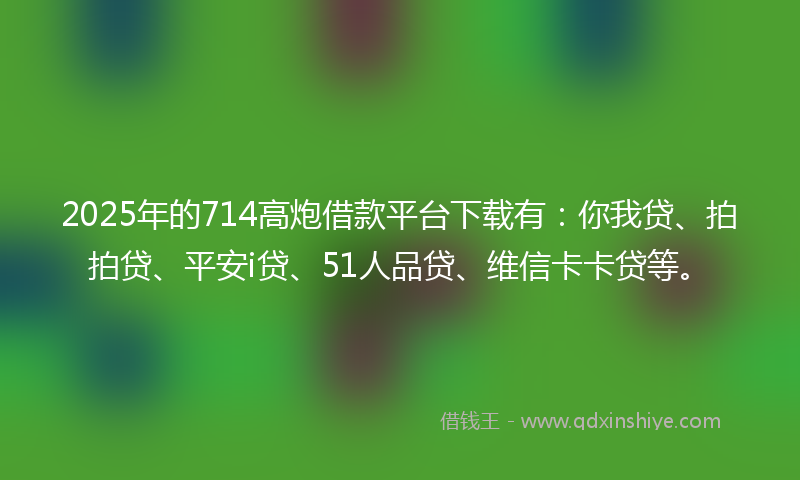 2025年的714高炮借款平台下载有：你我贷、拍拍贷、平安i贷、51人品贷、维信卡卡贷等。