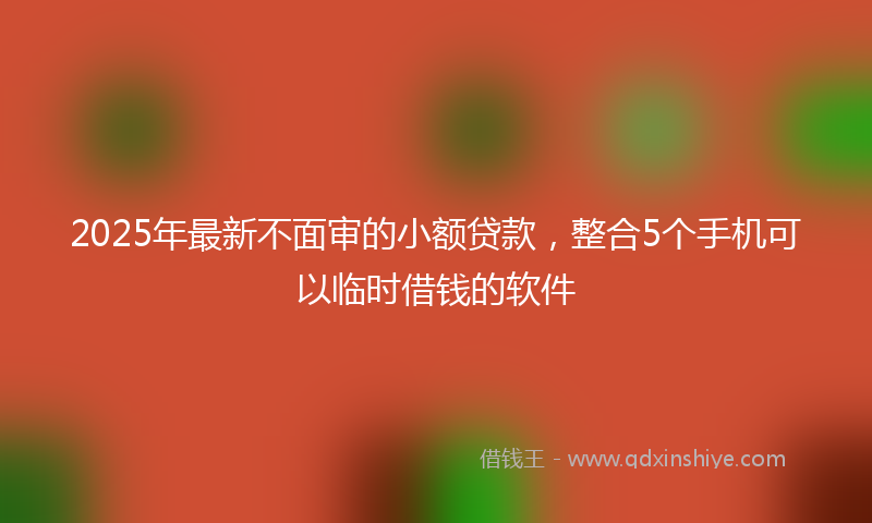2025年最新不面审的小额贷款，整合5个手机可以临时借钱的软件
