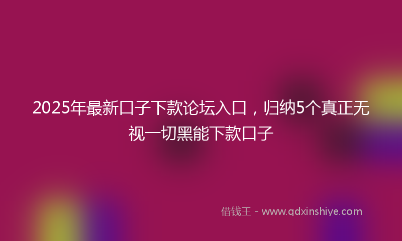 2025年最新口子下款论坛入口，归纳5个真正无视一切黑能下款口子