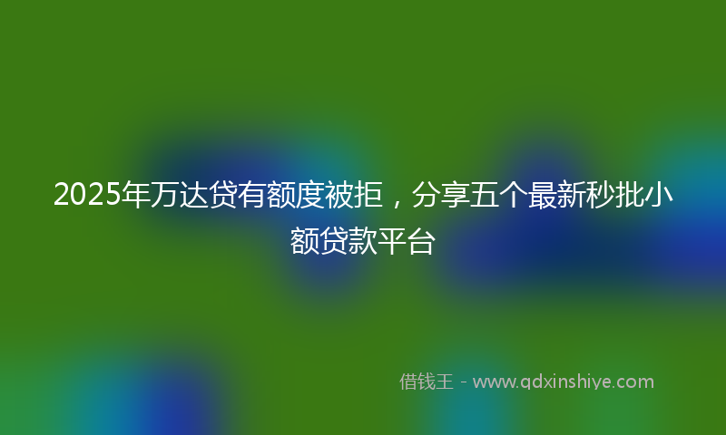 2025年万达贷有额度被拒，分享五个最新秒批小额贷款平台