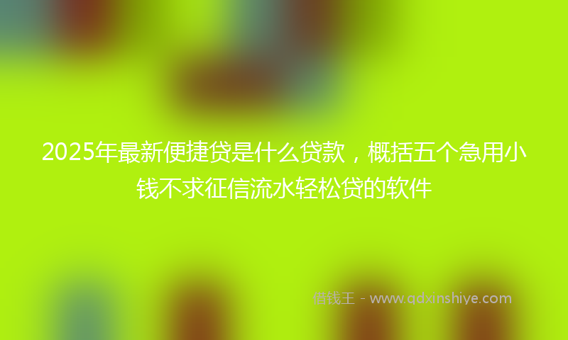 2025年最新便捷贷是什么贷款，概括五个急用小钱不求征信流水轻松贷的软件