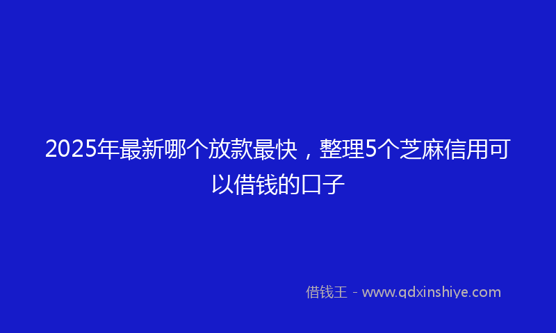 2025年最新哪个放款最快，整理5个芝麻信用可以借钱的口子