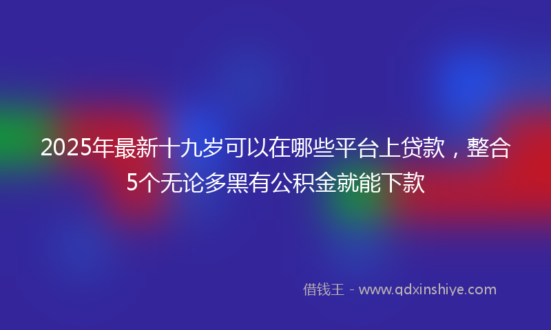 2025年最新十九岁可以在哪些平台上贷款，整合5个无论多黑有公积金就能下款