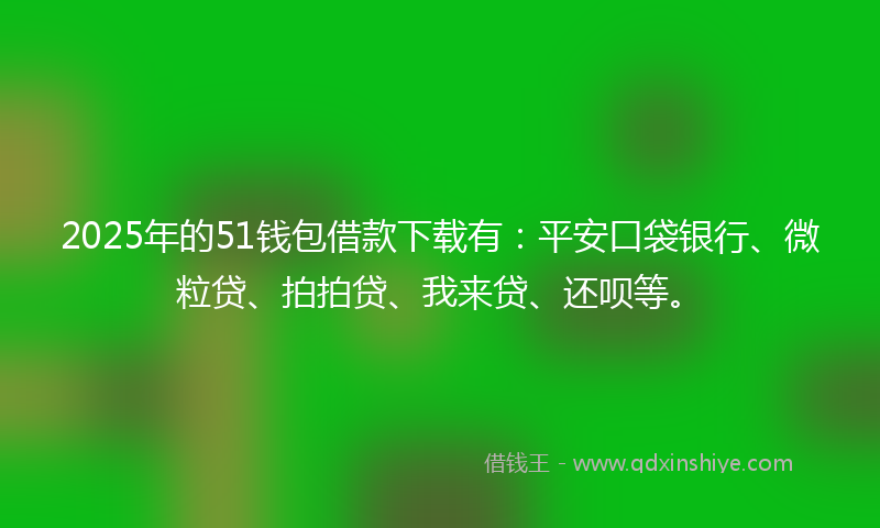 2025年的51钱包借款下载有：平安口袋银行、微粒贷、拍拍贷、我来贷、还呗等。