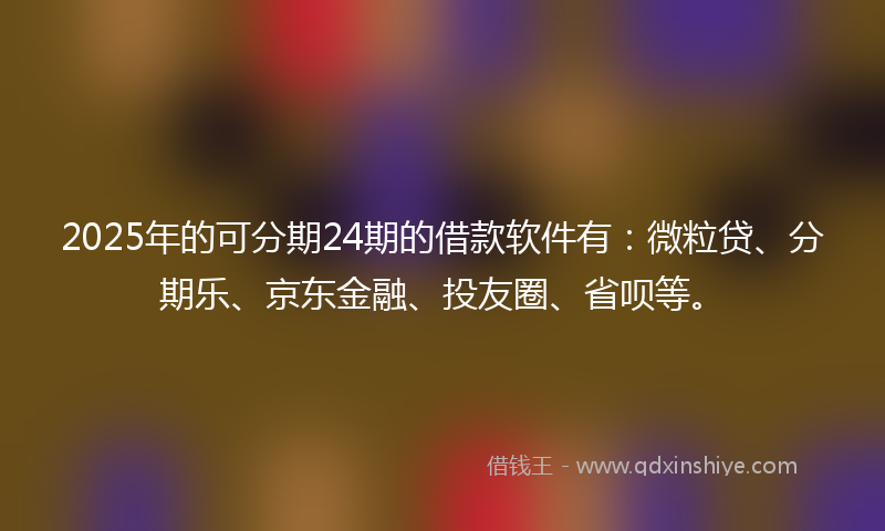 2025年的可分期24期的借款软件有：微粒贷、分期乐、京东金融、投友圈、省呗等。