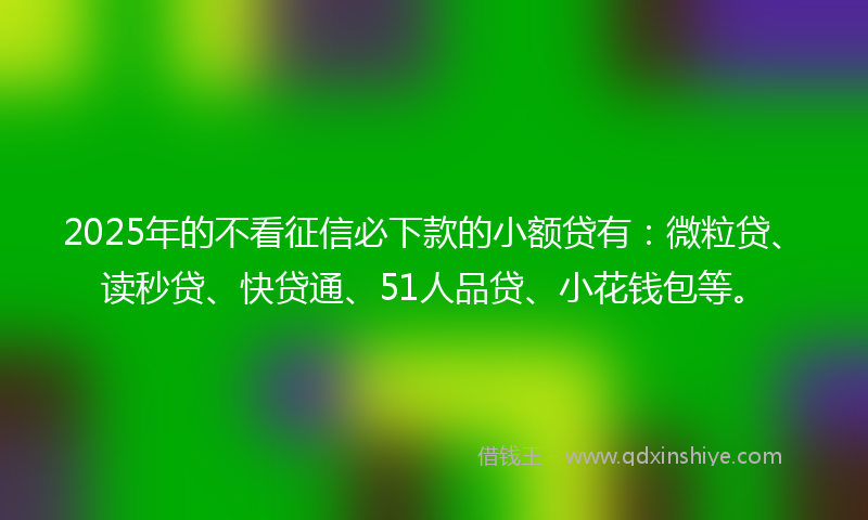 2025年的不看征信必下款的小额贷有：微粒贷、读秒贷、快贷通、51人品贷、小花钱包等。