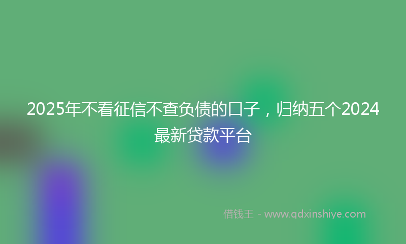 2025年不看征信不查负债的口子，归纳五个2024最新贷款平台