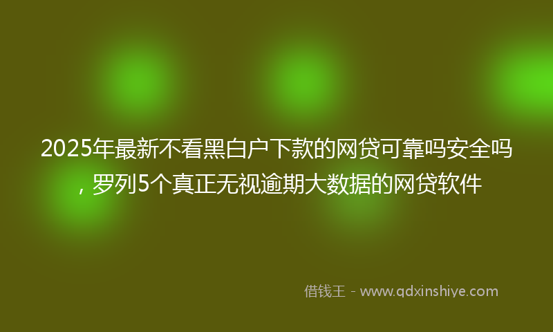2025年最新不看黑白户下款的网贷可靠吗安全吗，罗列5个真正无视逾期大数据的网贷软件
