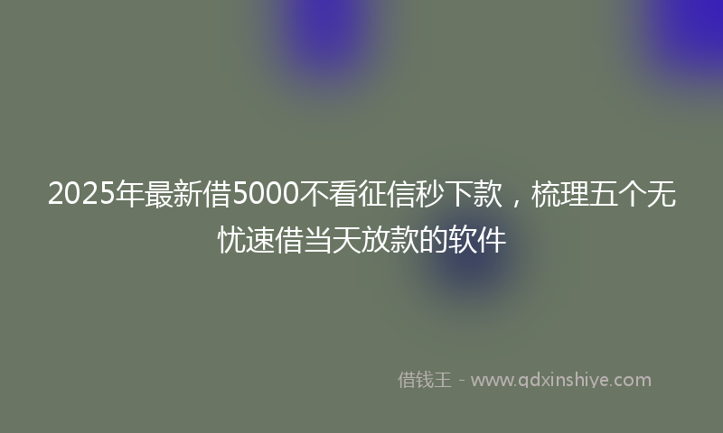 2025年最新借5000不看征信秒下款，梳理五个无忧速借当天放款的软件