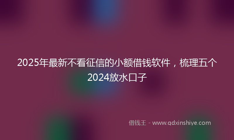 2025年最新不看征信的小额借钱软件，梳理五个2024放水口子