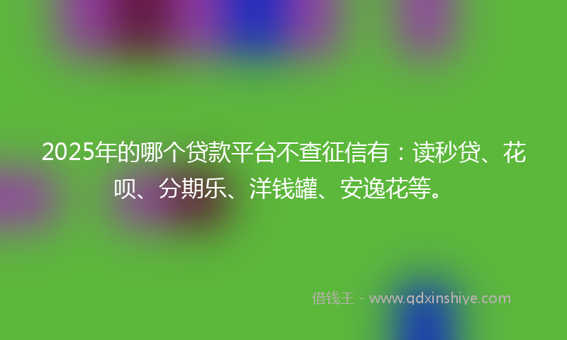 2025年的哪个贷款平台不查征信有：读秒贷、花呗、分期乐、洋钱罐、安逸花等。