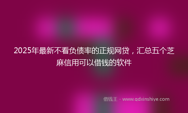 2025年最新不看负债率的正规网贷，汇总五个芝麻信用可以借钱的软件