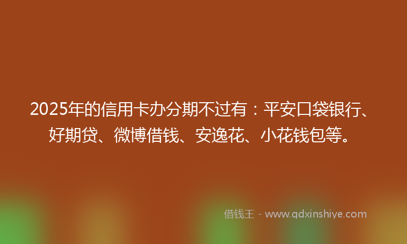 2025年的信用卡办分期不过有：平安口袋银行、好期贷、微博借钱、安逸花、小花钱包等。